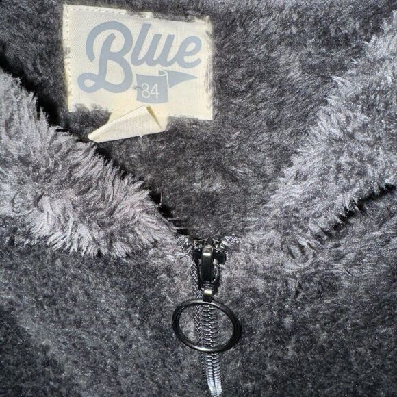 Blue 84 Fairfield Stags gray hooded teddy bear fleece 1/4 zip pullover L - Picture 9 of 10